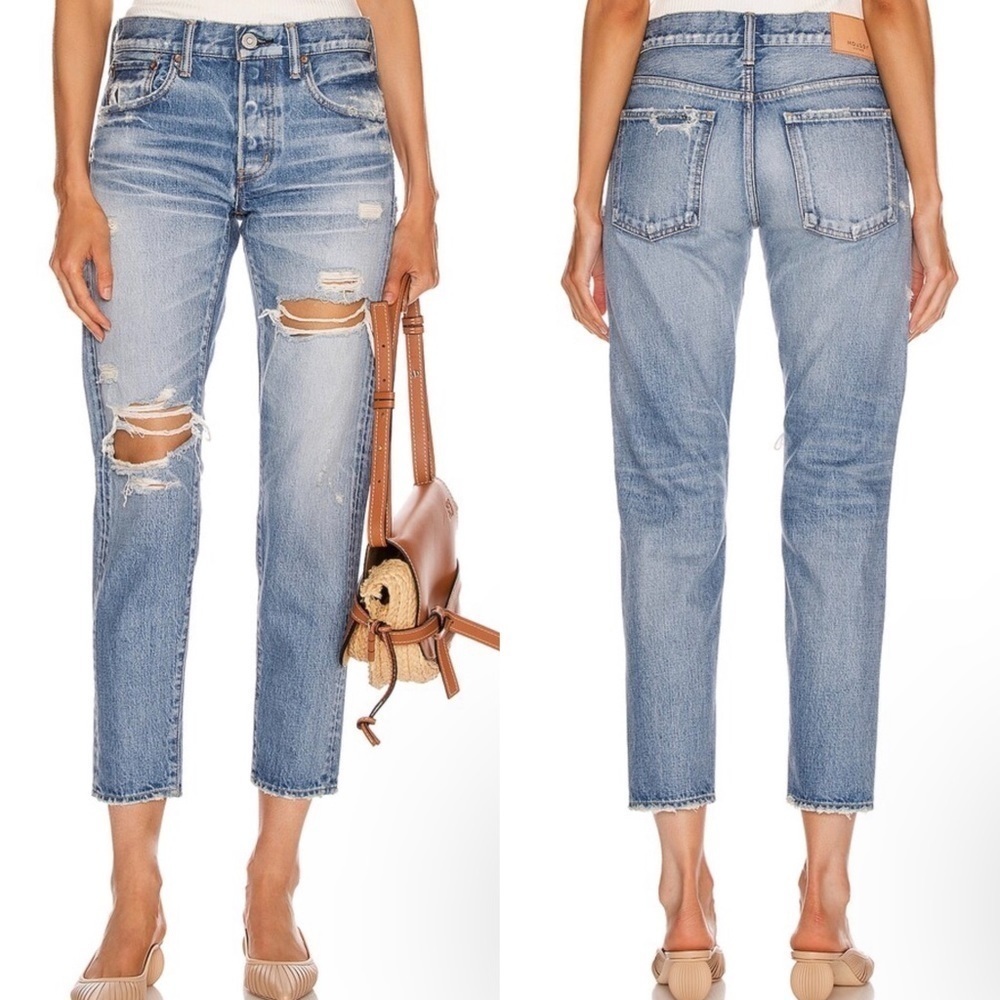 Moussy Vintage Distressed Bowie Tapered Straight Leg Jeans Size 24